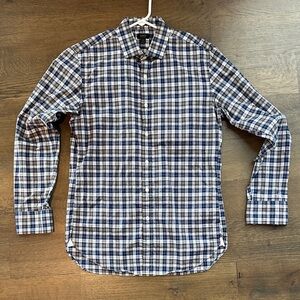 J. Crew Navy and White Plaid Button Down Shirt